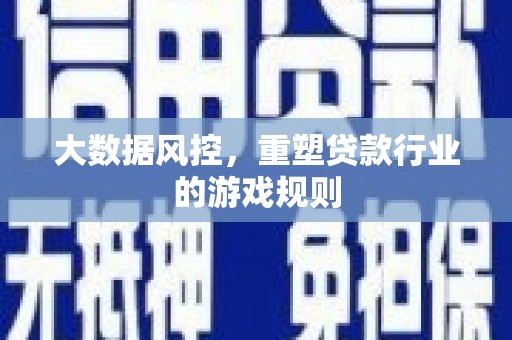 怀集大数据风控，重塑贷款行业的游戏规则