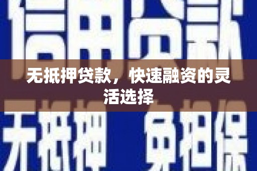 遂溪无抵押贷款，快速融资的灵活选择