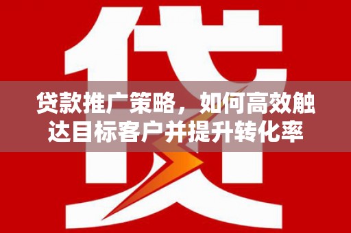 信丰贷款推广策略，如何高效触达目标客户并提升转化率