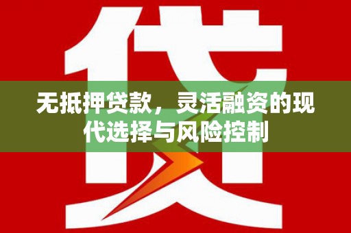 南郊无抵押贷款，灵活融资的现代选择与风险控制