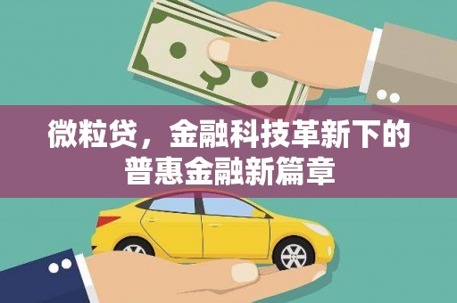 平桂微粒贷，金融科技革新下的普惠金融新篇章