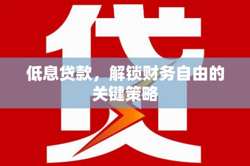 清水河低息贷款，解锁财务自由的关键策略
